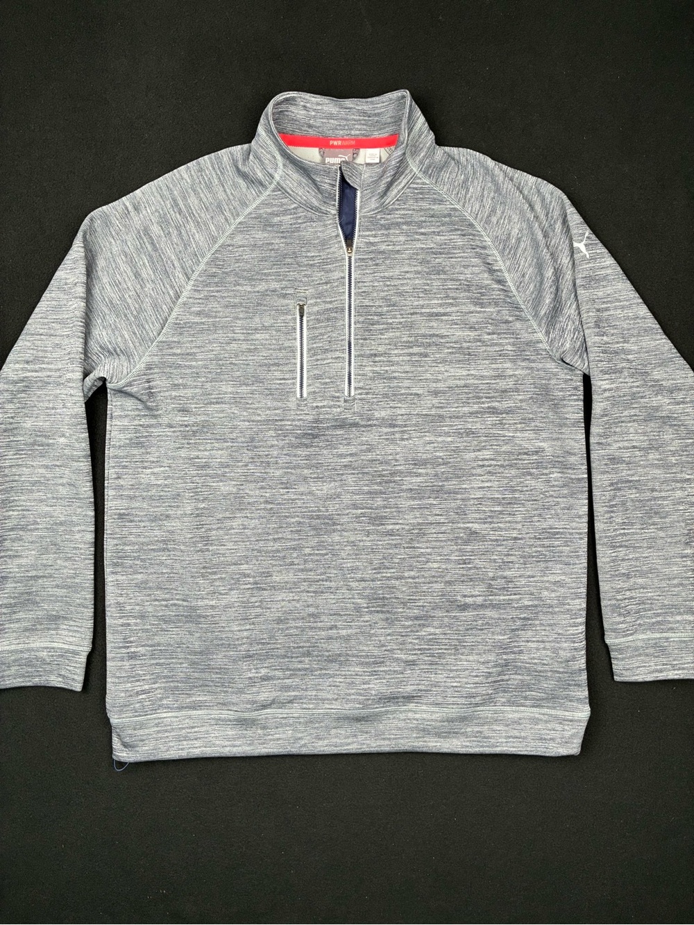 Puma Men's Large Heather Light Grey Zip-Up Golf Pullover